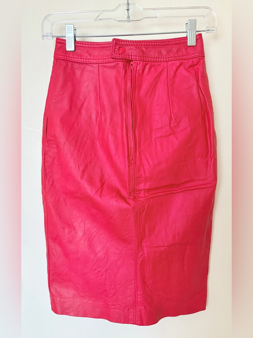 Vintage Genuine Leather Red Pencil Skirt | High Waist | Canadian Made | XS